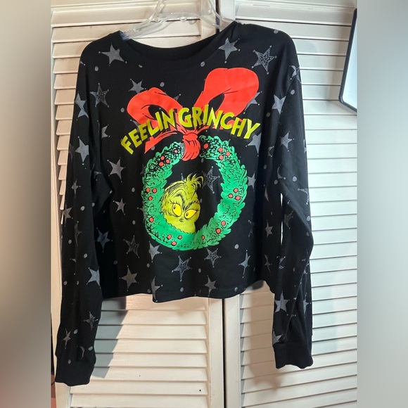 Dr. Seuss GRINCH Black with stars Grinch crop - Picture 5 of 8